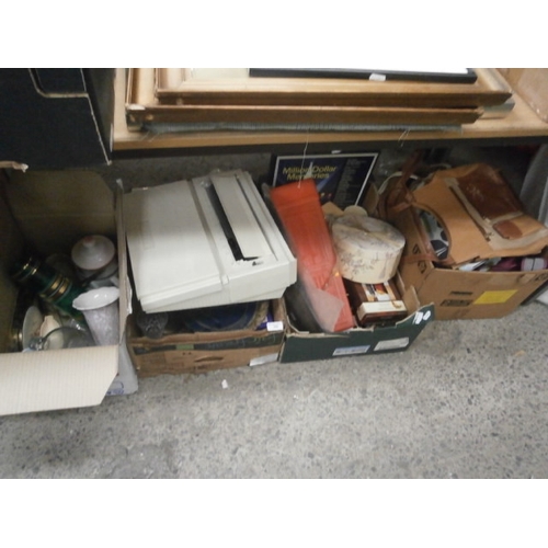 296 - Lot inc vases, Brother typewriter, handbags, etc