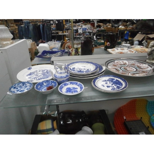 383 - Collection of blue & white plates and Imari plate