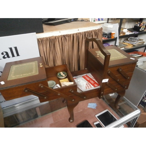 Vintage Cantilever sewing box with leather tops, brass handles and