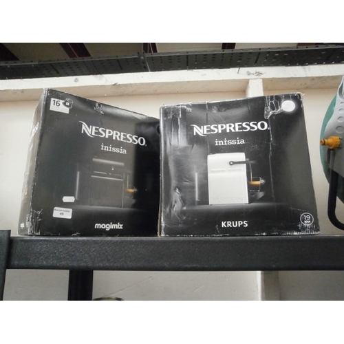 49 - Two Nespresso inissia coffee machines