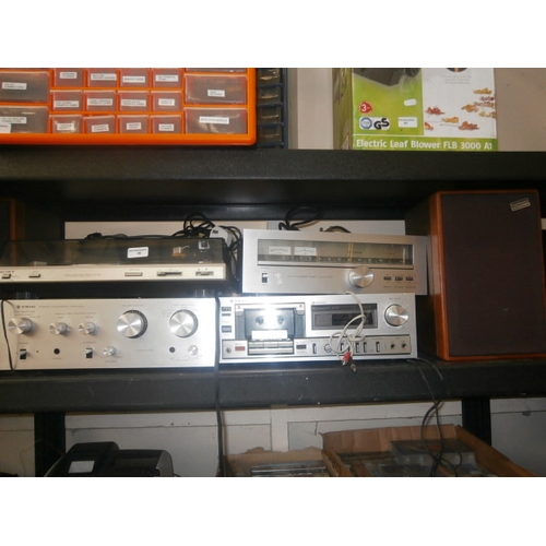 46 - Lot inc Sony Turntable PS-333, Trio integrated amplifier Trio stereo tuner KT-313, Trio cassette dec... 