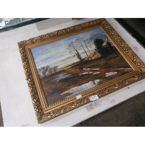 Decorative gilt framed painting signed S Keeton