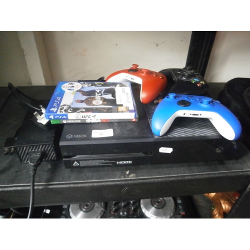 49 - Lot inc Xbox one with 3 controllers and two games