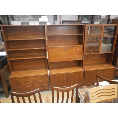 690 - A set of 3 x retro teak wall units