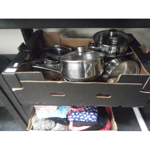 61 - Box of assorted pans