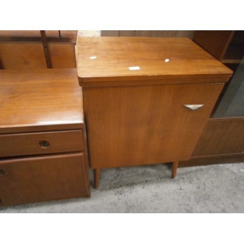 659 - Teak sewing cabinet with Elna sewing machine