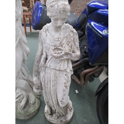 364 - Cast concrete garden figurine 41 inch tall damage to neck