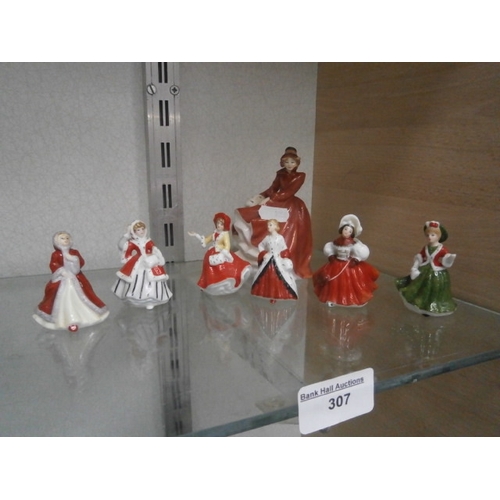 307 - Seven Royal Doulton miniature figurines