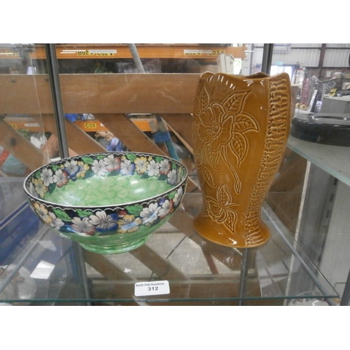 312 - Lot inc Maling Garland bowl and Royal Winton Grimwades vase