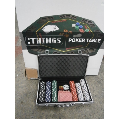 319 - Poker table with set of poker chips