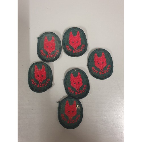 69 - VINTAGE BOY SCOUT 6 RED WOLF BADGES / PATCHES