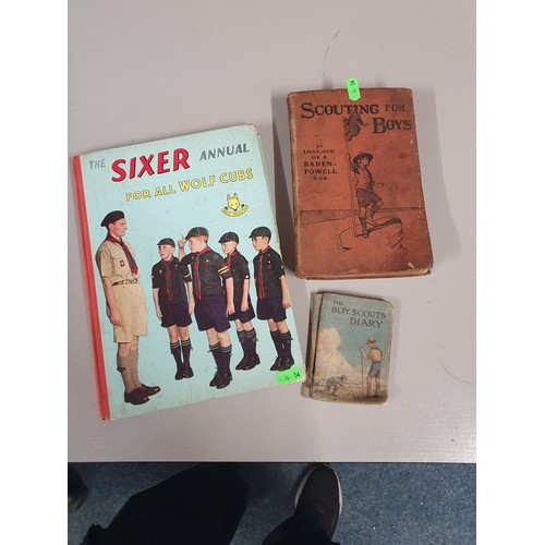 78 - vintage boy scout book , diary & the sixer annual wolf cubs book