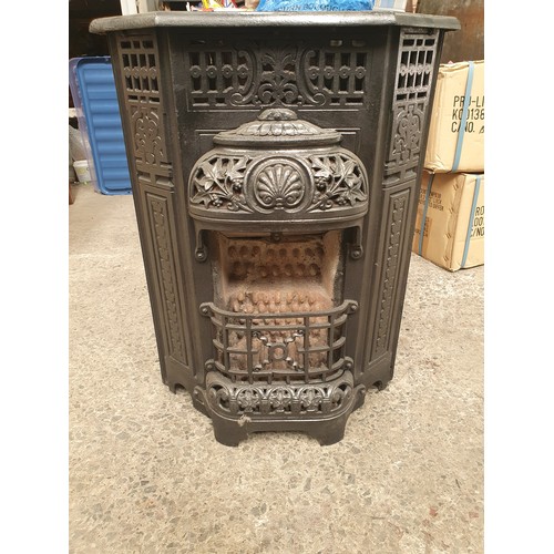 86 - Vintage heavy cast metal fire for display use only H 64cm W 49cm & D 20cm