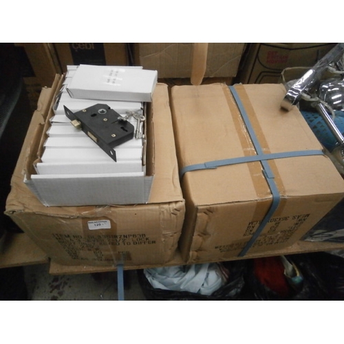 120 - Two boxes of new reversible door locks