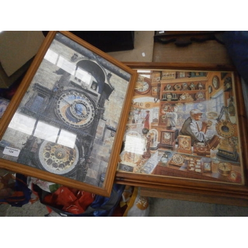 124 - Two framed jigsaw puzzles