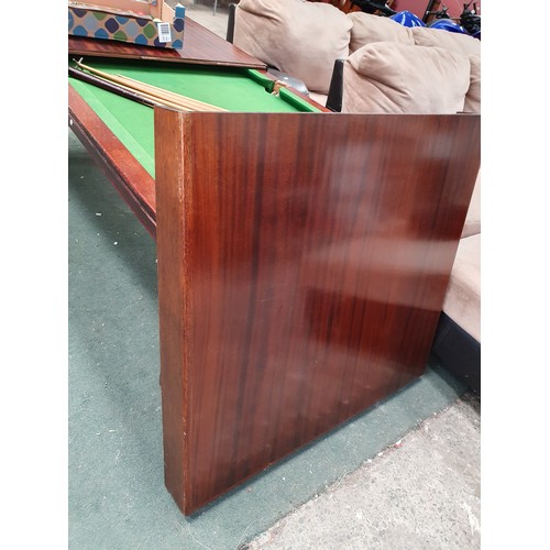 691 - Dining/slate bed Snooker/pool table with with cues balls etc