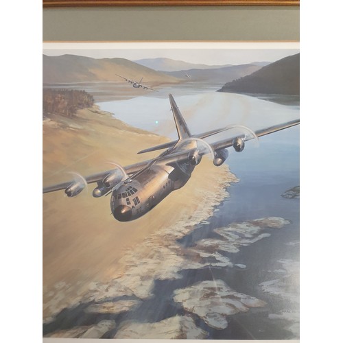 89 - Limited edition print SCOTTAC by Mark postlethwaite (three Royal air force hercules undertaking tran... 