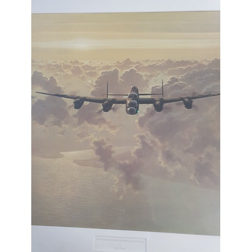 92 - Large outbound Lancaster crossing the east coast print by Gerald Coulson 42x32 inch