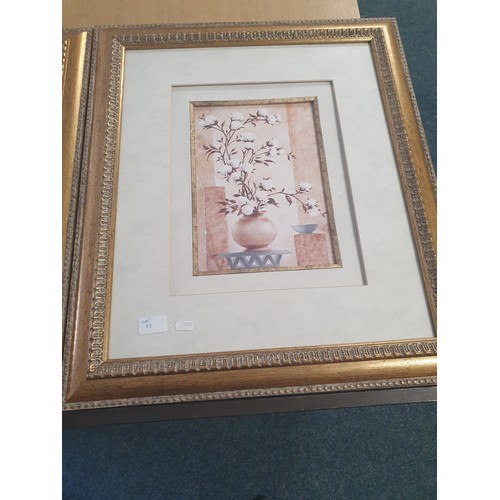 93 - 2 gilt framed floral prints