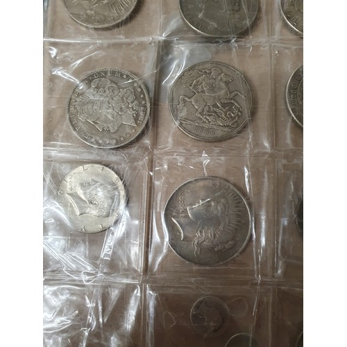 99 - Folder of 20 vintage coins inc America dollar coins