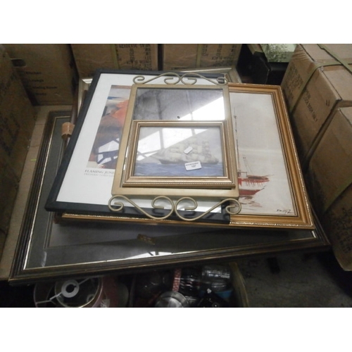 127 - Lot inc artwork and mirror