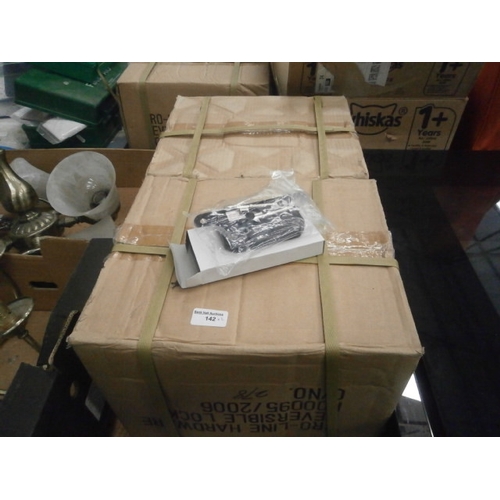 142 - Two boxes of new reversible door locks