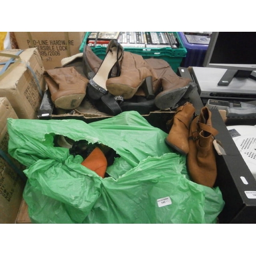 145 - Bag and box of assorted footwear