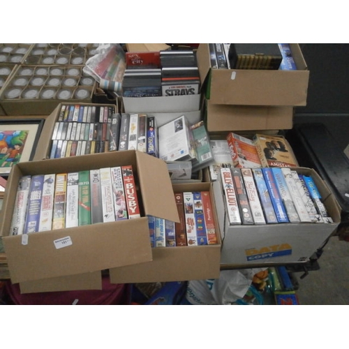 151 - Lot inc videos, tapes, DVDs, etc