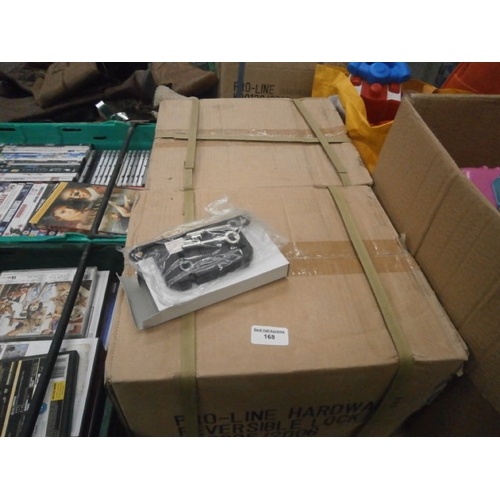 168 - Two boxes of new reversible door locks