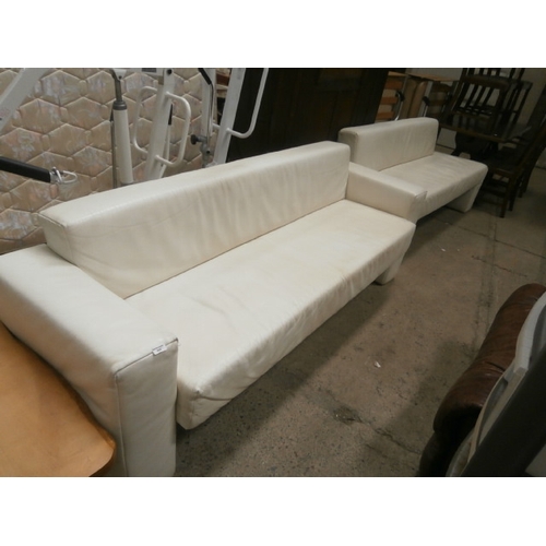 669 - 2 x long faux leather bench style settees