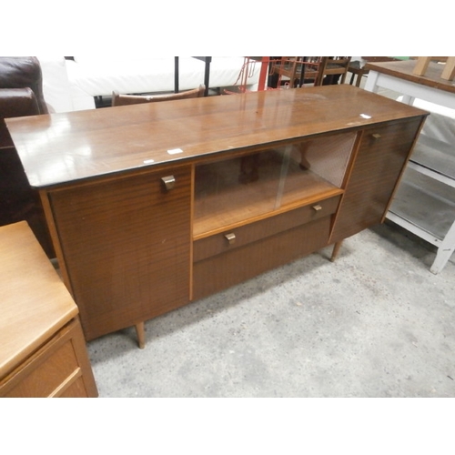 677 - A retro cocktail style AVALON 2 drawer sideboard with glass sliding doors