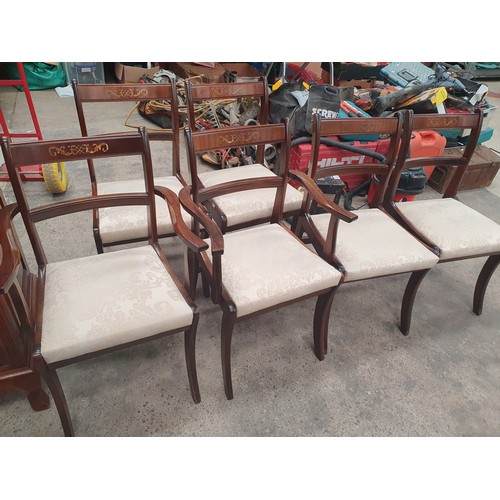 672 - A set of 6 vintage sabre leg dining chairs