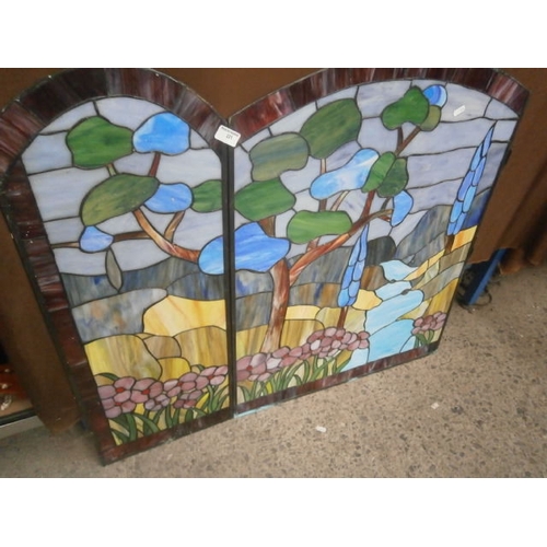 221 - Decorative stained glass panel has some cracks