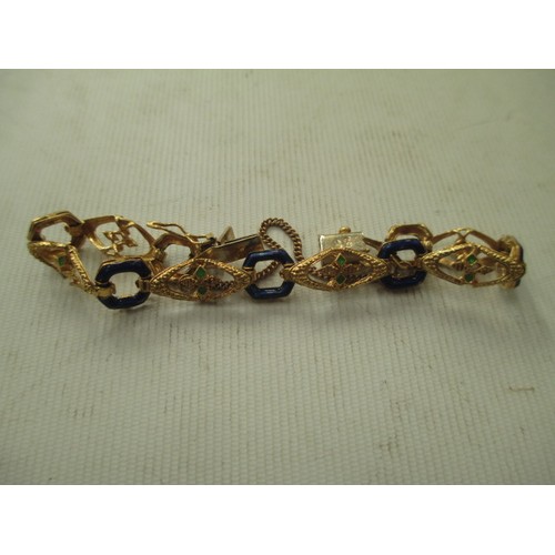 228 - 18ct gold bracelet with enamel colours, weight 13.35 grams