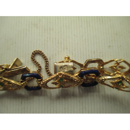 228 - 18ct gold bracelet with enamel colours, weight 13.35 grams