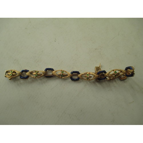 228 - 18ct gold bracelet with enamel colours, weight 13.35 grams