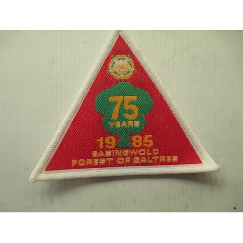 305 - Box of scout badges reading 75 Years 1985 Easingwold Forest of Galtres