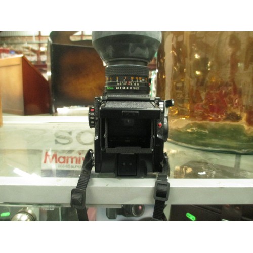 344 - Mamiya M645 100S camera with accessories, user manuals, leather case, etc