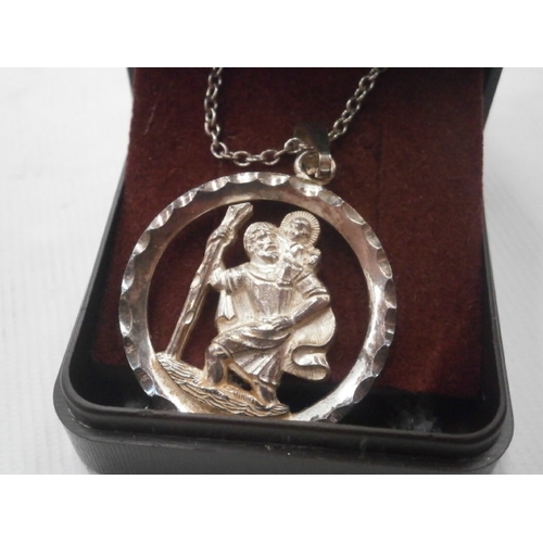 250 - Silver hallmarked St Christopher pendant on silver Hallmarked necklace