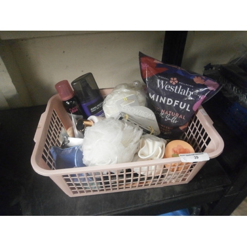 39 - Box of cosmetics, etc