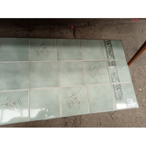 695 - Retro tiled top chrome framed coffee table