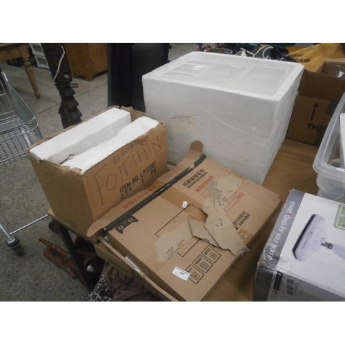 247 - Lot inc water feature, art and craft papers, plastic storage tubs