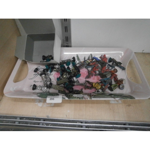 295 - Collection of metal figurines inc chess set pieces