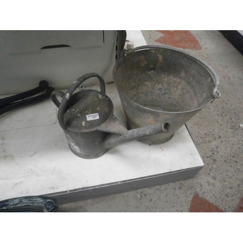 341 - Lot inc galvanised watering can and bucket