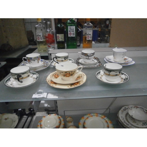 366 - Assorted cups and saucer sets inc Royal Doulton, Crown Ducal and Delphine