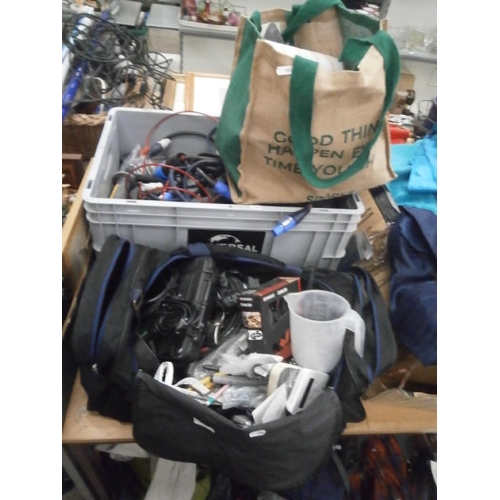 237 - Lot inc tools, hardware, cables, headlights, etc