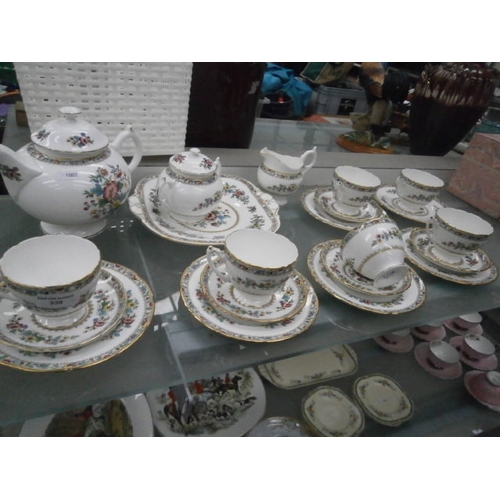 339 - 21 piece Coalport Ming rose tea set