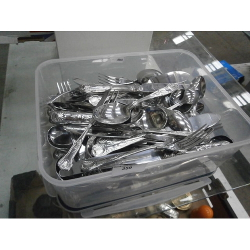 359 - Box of stainless steel cutlery