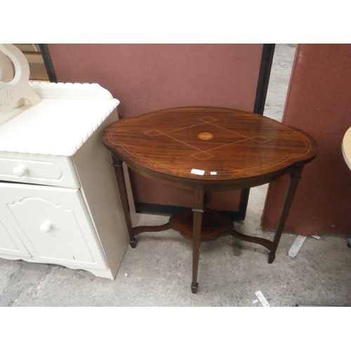 605 - An antique inlaid mahogany window table