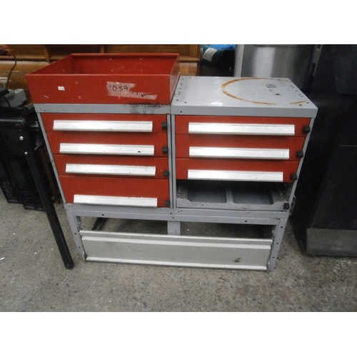 613 - Industrial metal eight drawer tool storage